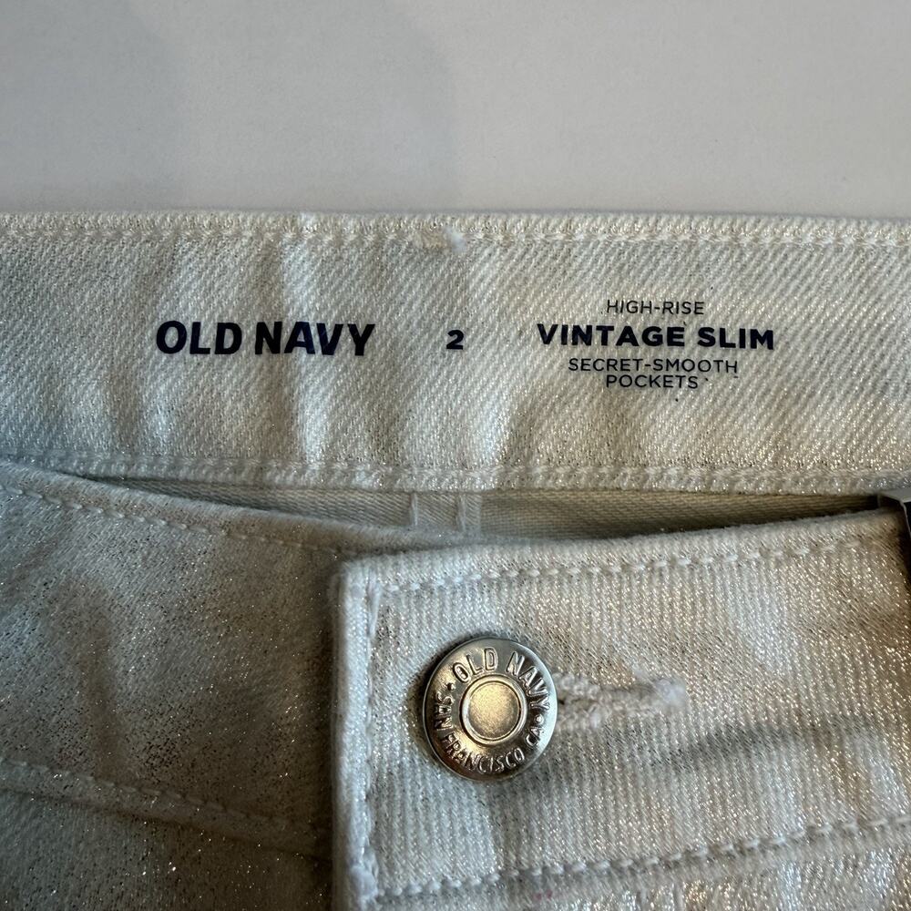 OLD NAVY Women’s High Rise Vintage Slim Silver Shimmer Jeans Size 2 (A0132) NWT - Picture 6 of 10